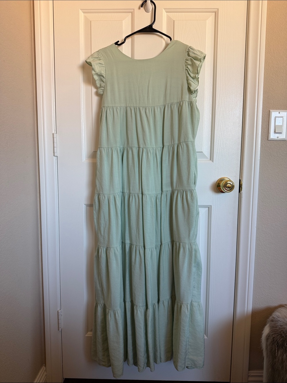 Vici x Destiny Collaboration Tiered Ruffle Sleeve Maxi Dress - Sage Green